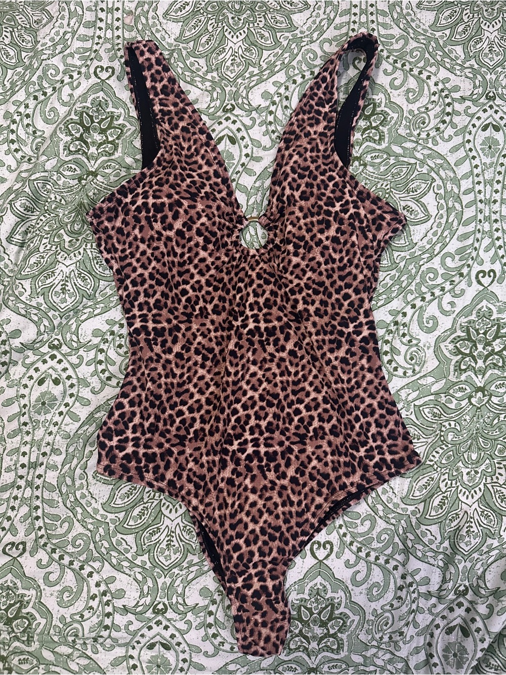 Elegant Leopard Print One Piece Swim Bodysuit